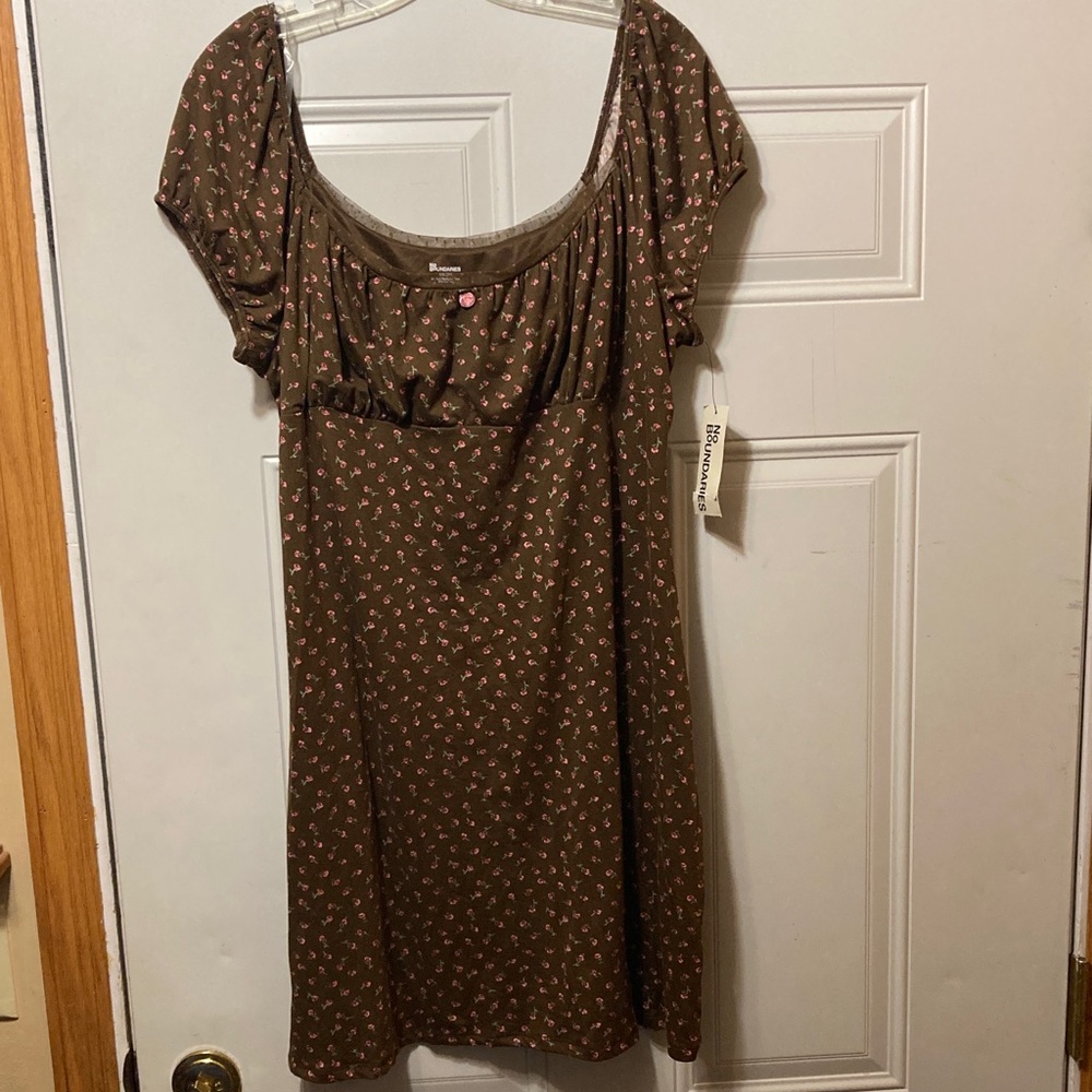 No Boundaries Brown‎ Floral Dress XXL NWT